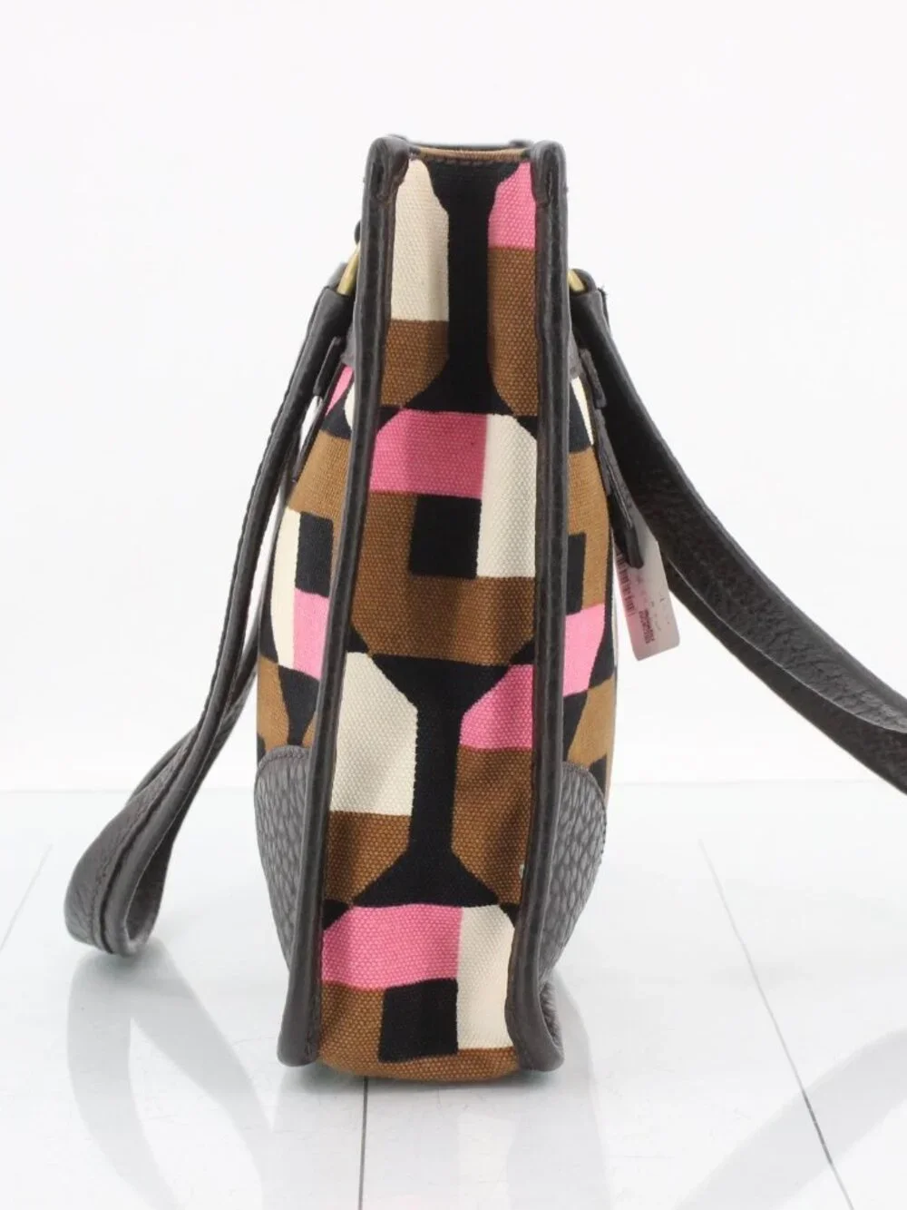 Prada Geometric Canvas & Deerskin Leather Tote